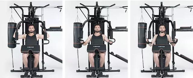 海德三人站綜合訓練器測評_大型全身綜合訓練器_家庭版健身器材安裝教程